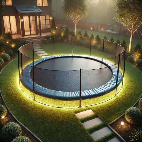 Circular inground trampoline with safety net